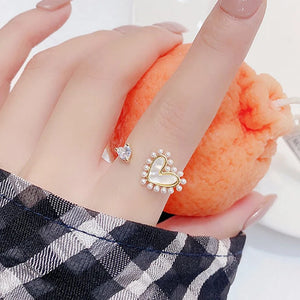JUWANG 14k Plated Shell Love Open Ring for Women
