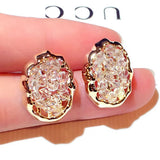 JUWANG Rhinestone Geometry Stud Earrings Elegant Lady Jewelry