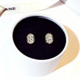 JUWANG Rhinestone Geometry Stud Earrings Elegant Lady Jewelry