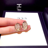 JUWANG Rhinestone Geometry Stud Earrings Elegant Lady Jewelry