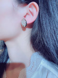 JUWANG Rhinestone Geometry Stud Earrings Elegant Lady Jewelry