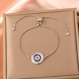 Evil Eye Charm Bracelet for Women, Copper Chain, Pull-Out Adjust