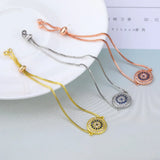 Evil Eye Charm Bracelet for Women, Copper Chain, Pull-Out Adjust