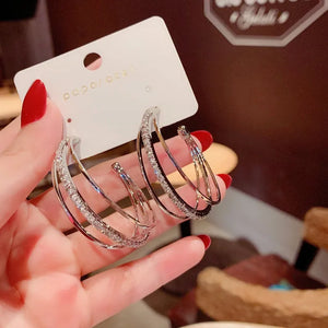 Three Big Round Stud Earrings For Women Girls 14k Real Plated Ear Jewelry