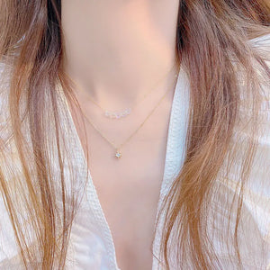 JUWANG Double Layer Star Zircon Necklace Engagement Jewelry
