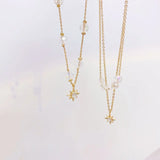 JUWANG Double Layer Star Zircon Necklace Engagement Jewelry