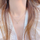 JUWANG Double Layer Star Zircon Necklace Engagement Jewelry