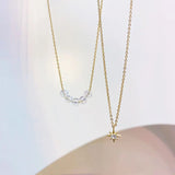 JUWANG Double Layer Star Zircon Necklace Engagement Jewelry