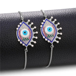 Evil Eye Chain Bracelet Abalone Shell Eyes Charm Link