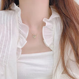 JUWANG Astronaut Moon Necklace 14K Plated Charm Lady Jewelry