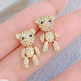 Bear Earrings with Zircon Inlay for Women Wedding Jewelry