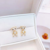 Bear Earrings with Zircon Inlay for Women Wedding Jewelry