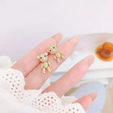 Bear Earrings with Zircon Inlay for Women Wedding Jewelry