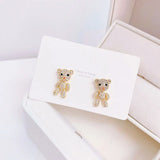 Bear Earrings with Zircon Inlay for Women Wedding Jewelry