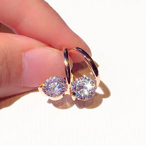 JUWANG Rhinestone Earrings, Temperament Charm Round Earrings