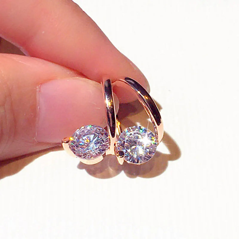 JUWANG Rhinestone Earrings, Temperament Charm Round Earrings
