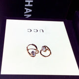 JUWANG Rhinestone Earrings, Temperament Charm Round Earrings