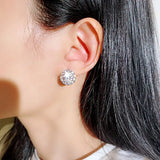 JUWANG Round Shape Ear Stud for Lady Wedding Fine Jewelry Earrings
