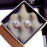 JUWANG Round Shape Ear Stud for Lady Wedding Fine Jewelry Earrings