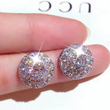 JUWANG Round Shape Ear Stud for Lady Wedding Fine Jewelry Earrings