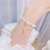 JUWANG Zircon Chain Bracelets with Pearls