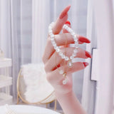 JUWANG Zircon Chain Bracelets with Pearls