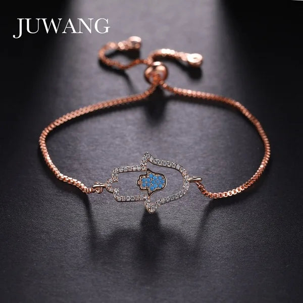 Women's Chain Bracelet with CZ Fatima Hand Charm