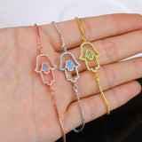 Women's Chain Bracelet with CZ Fatima Hand Charm