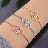 Women's Chain Bracelet with CZ Fatima Hand Charm