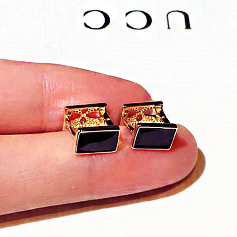 JUWANG Geometry Earrings Hollow Out Square Shine Tiny Delicate Accessories
