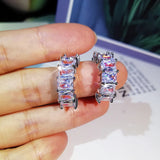 Bigger CZ Round Stud Earrings Silver Plated Jewelry