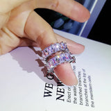Bigger CZ Round Stud Earrings Silver Plated Jewelry