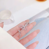 JUWANG Non Pierced Earrings Bowknot Shine Earring Lady Pendant Accessories