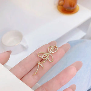 JUWANG Non Pierced Earrings Bowknot Shine Earring Lady Pendant Accessories