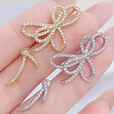 JUWANG Non Pierced Earrings Bowknot Shine Earring Lady Pendant Accessories