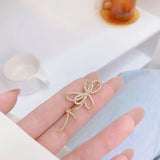 JUWANG Non Pierced Earrings Bowknot Shine Earring Lady Pendant Accessories