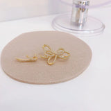 JUWANG Non Pierced Earrings Bowknot Shine Earring Lady Pendant Accessories