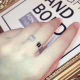 JUWANG Geometric Crystal Open Adjustable Rings