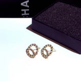 JUWANG Round Micro Inlaid Rhinestone Earrings