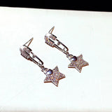 JUWANG Paper Clip Earrings Micro Inlaid Rhinestone Charm Earrings