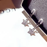 JUWANG Paper Clip Earrings Micro Inlaid Rhinestone Charm Earrings