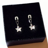 JUWANG Paper Clip Earrings Micro Inlaid Rhinestone Charm Earrings