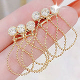 JUWANG 14K Plated Mesh Tassel Earrings Zircon Lady Earring