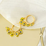 JUWANG Plated 14k Evil Eye Earrings Zircon Multicolor Jewelry for Women Gift