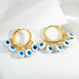 JUWANG Plated 14k Evil Eye Earrings Zircon Multicolor Jewelry for Women Gift