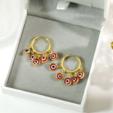 JUWANG Plated 14k Evil Eye Earrings Zircon Multicolor Jewelry for Women Gift