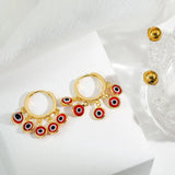 JUWANG Plated 14k Evil Eye Earrings Zircon Multicolor Jewelry for Women Gift
