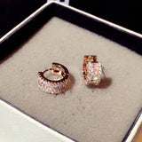 JUWANG Round Micro Inlaid Rhinestone Ear Stud for Women