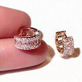 JUWANG Round Micro Inlaid Rhinestone Ear Stud for Women