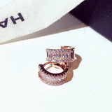 JUWANG Round Micro Inlaid Rhinestone Ear Stud for Women